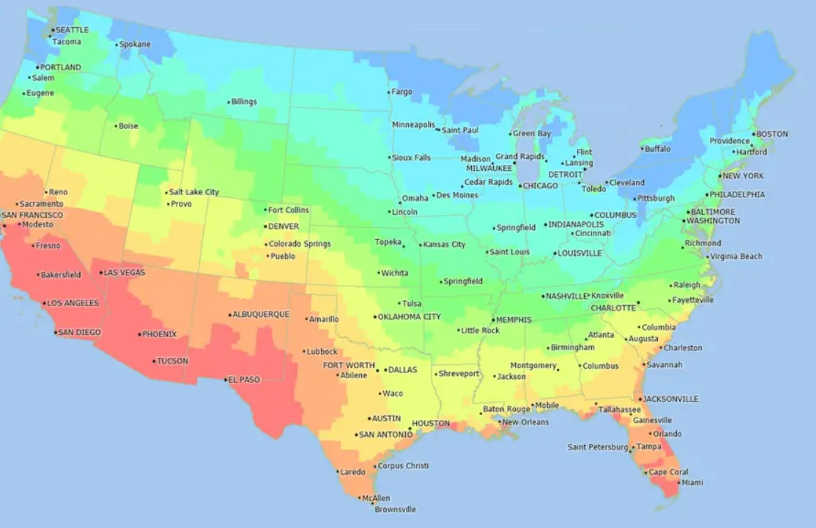 different state of peak sun hours