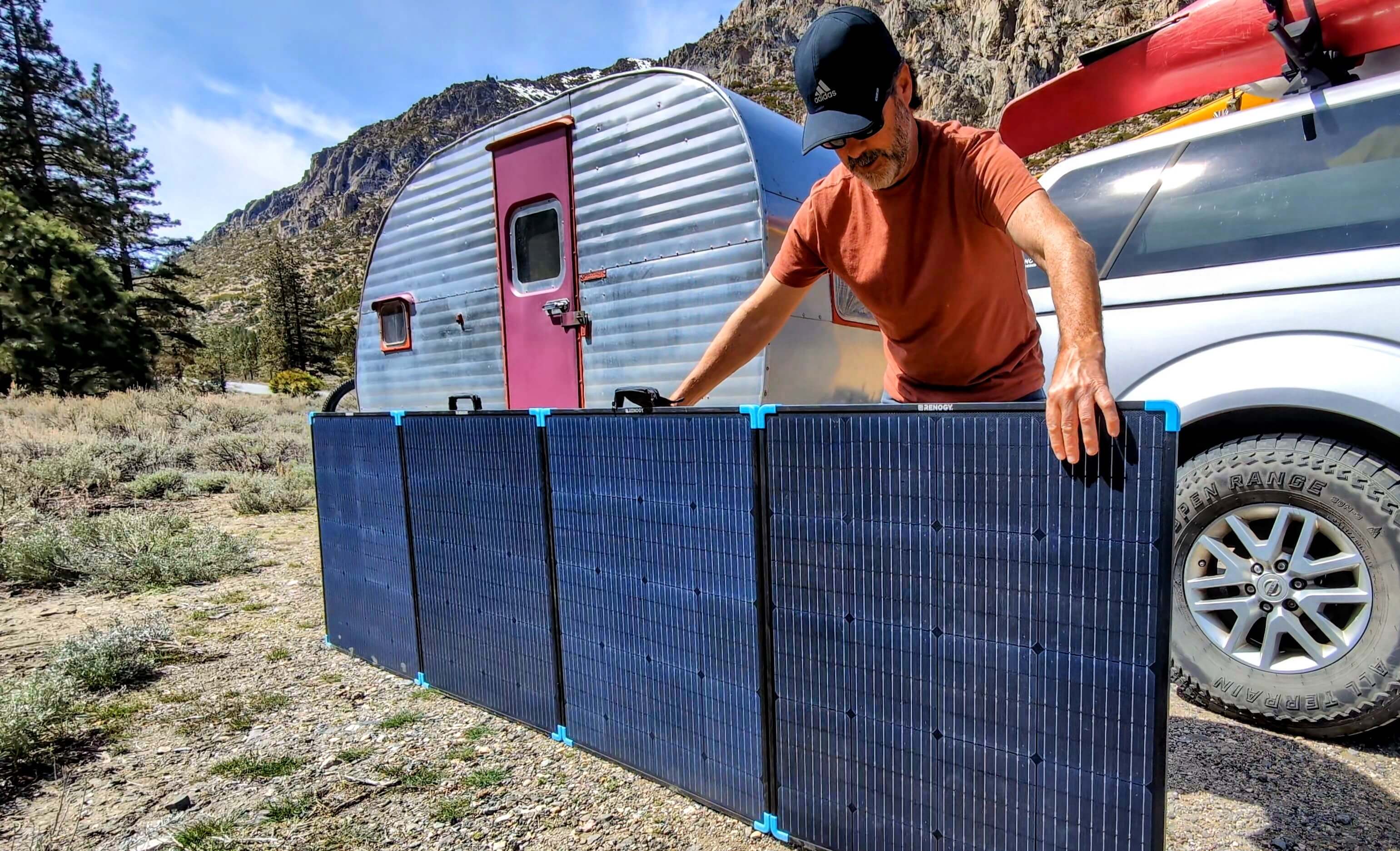 Hutch setting up panel in front of our rig